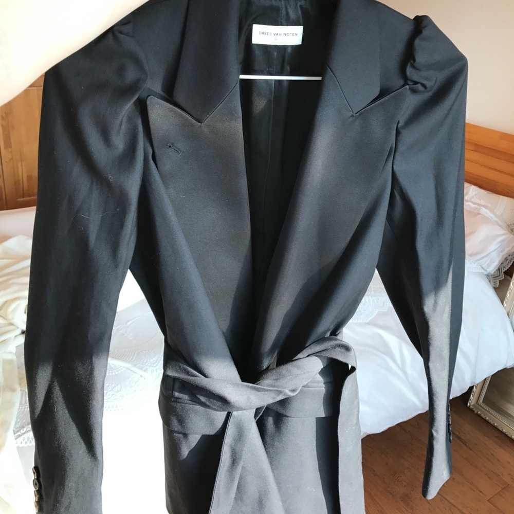 Dries Van Noten puffy sleeves black blazer oversize with belt black size 34